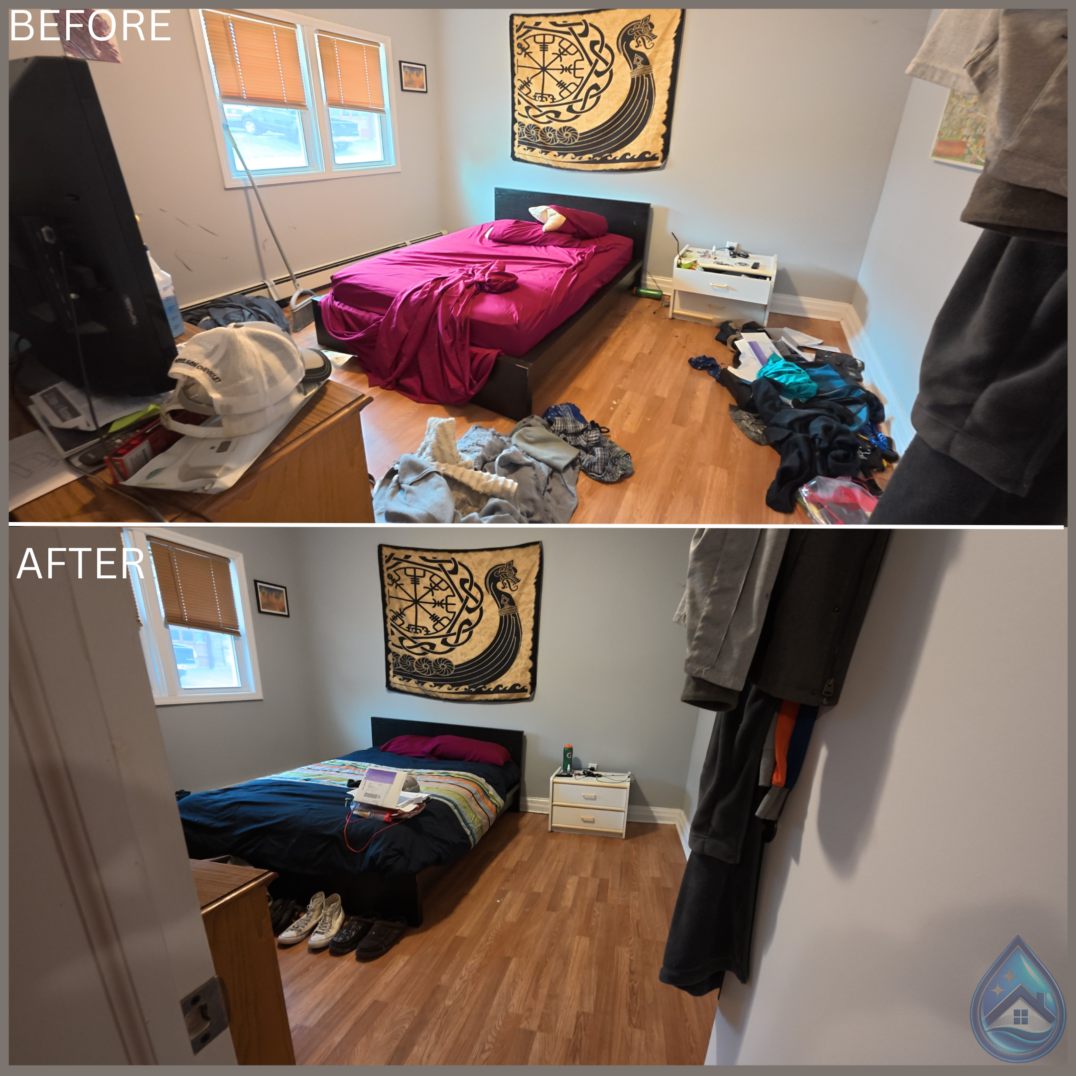 Bedroom declutter and detailed cleaning in Northern NJ